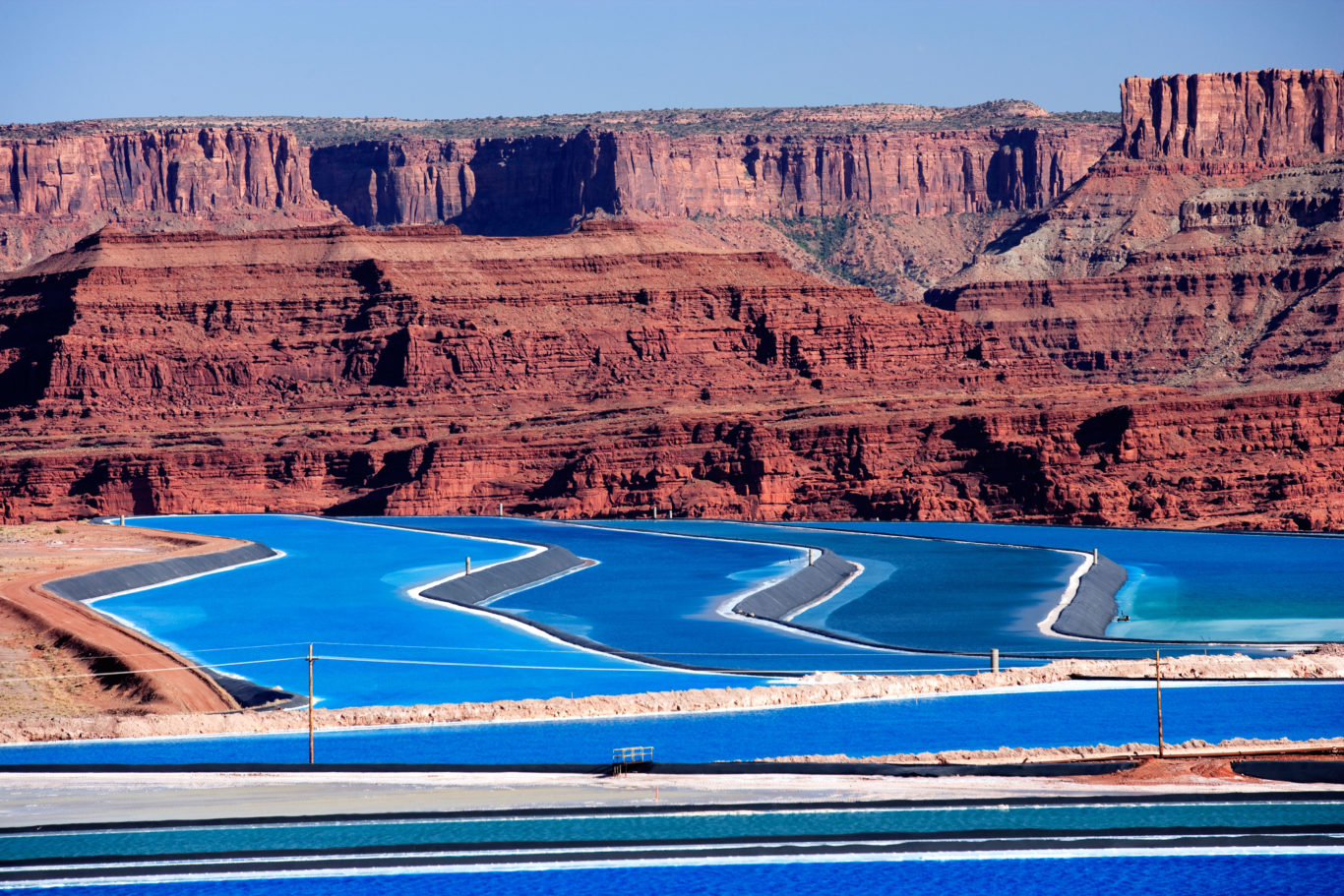 21: Intrepid Potash evaporation pond near Moab, Utah, USA. Blue